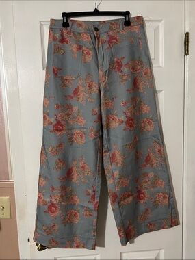 NWT Entro Floral Pants Large Bkue Pink Large